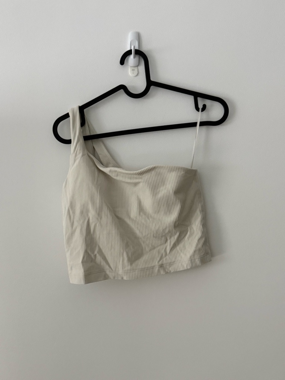 lululemon athletica Asymmetric Ribbed One-Shoulder Crop Top in Bone